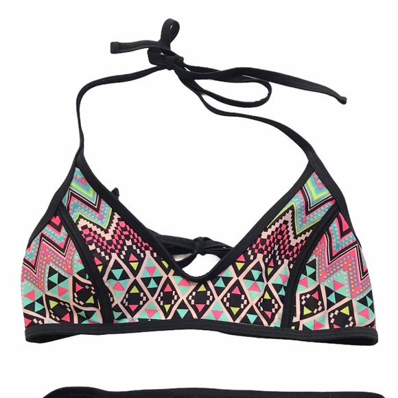 Mixed Brand 2-Piece Bikini Set Black Mix Aztec - Picture 3 of 9